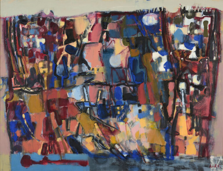 Huile sur toile, Composition abstraite, 1960