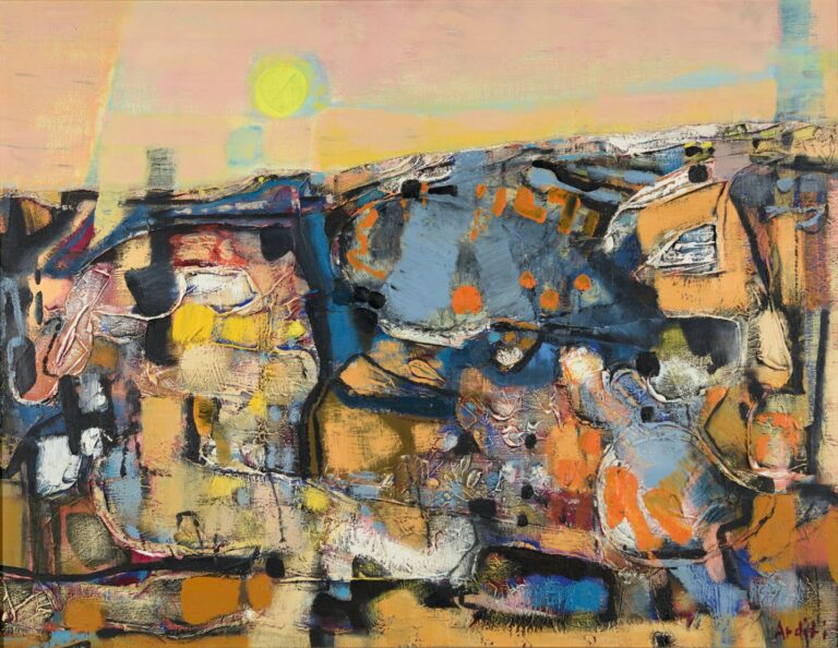 Huile sur toile, Le soleil jaune, 1958