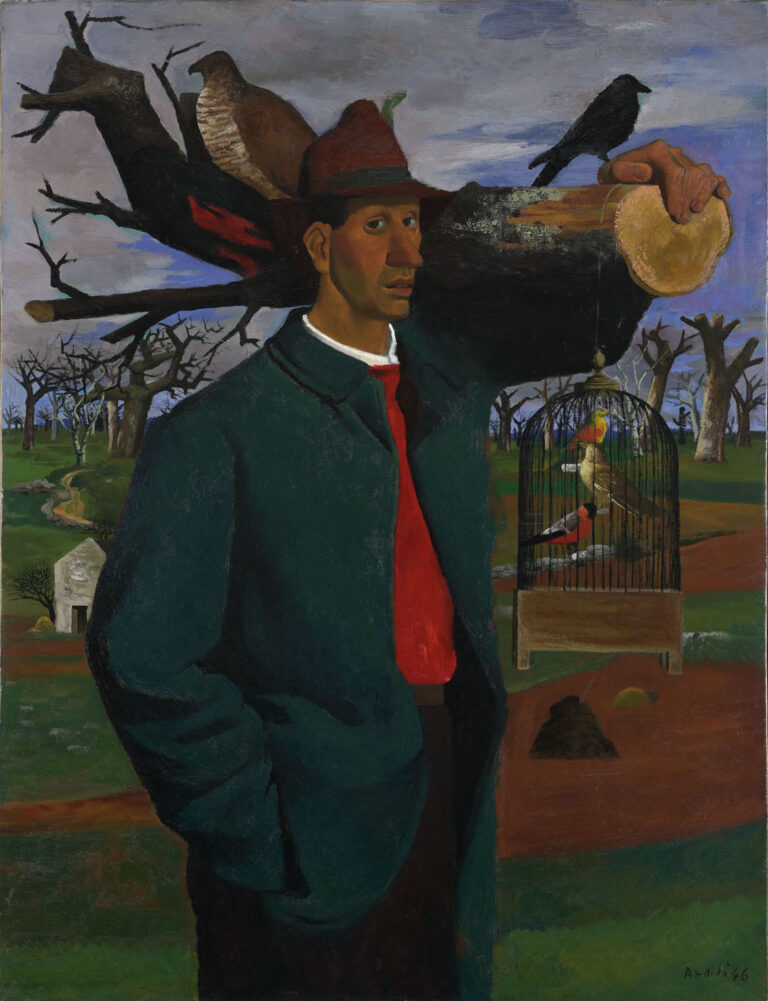 Huile sur toile, L'Oiseleur, 1946