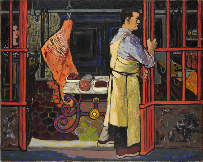 Huile sur toile, La Boucherie, 1950